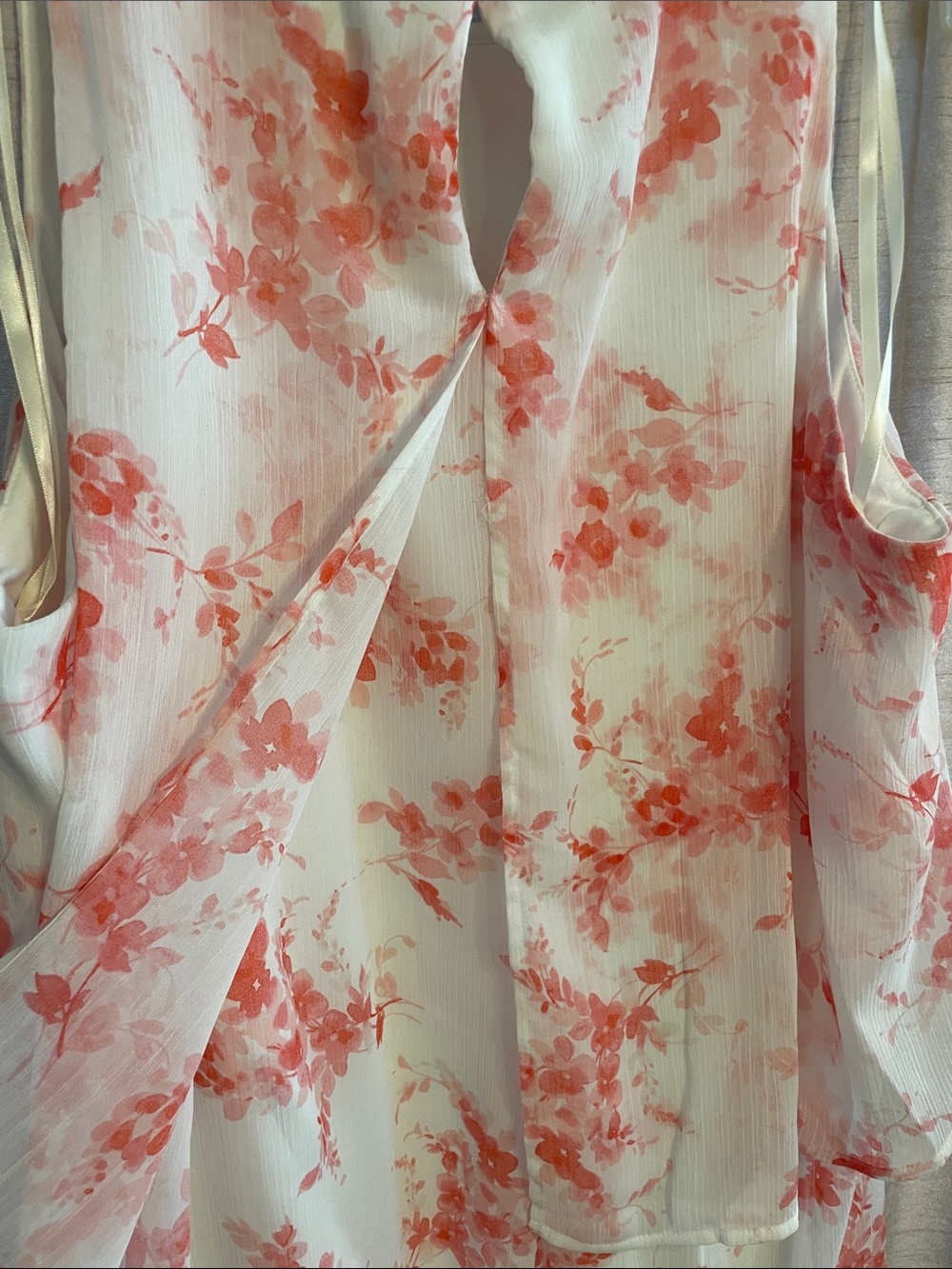 Tommy Hilfiger White Midi Dress with Coral Floral Overlay - Picture 5 of 13